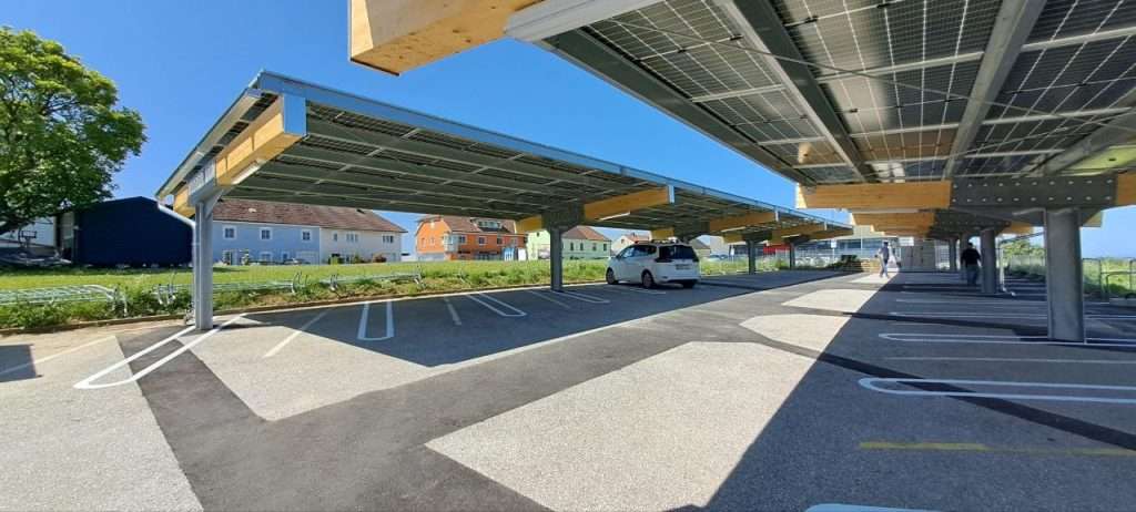 Gemeinde Strengberg 2 E-Ladestation mit Solarüberdachung in Gemeinde Strengberg, umweltfreundliche Elektromobilität förder.